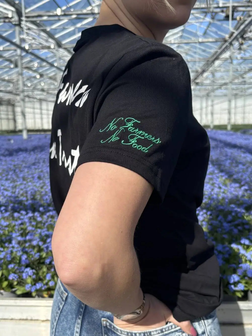 Boerin_tshirt_no_farmers_no_food_zwart